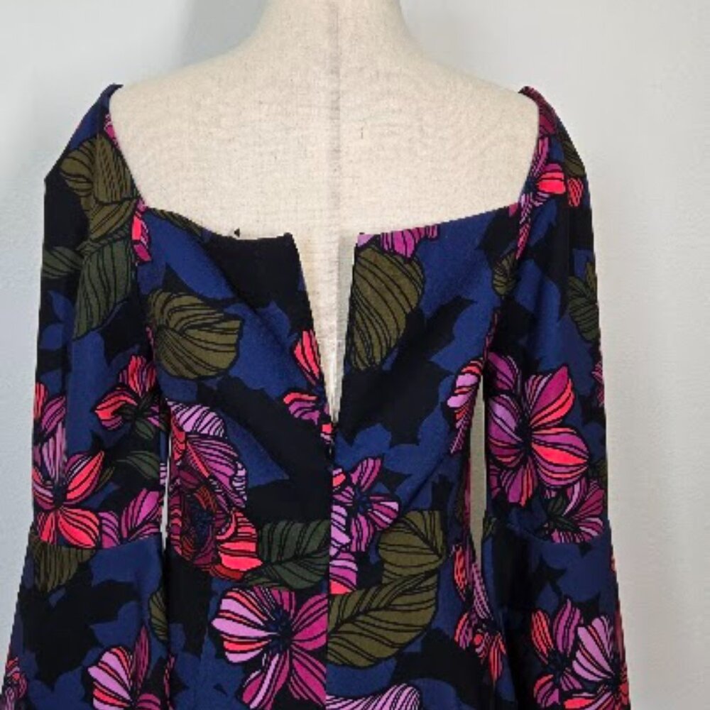 TRINA TURK Trina Turk Miley Bell Sleeve Ponte Dress floral Sz 4 - Picture 7 of 10
